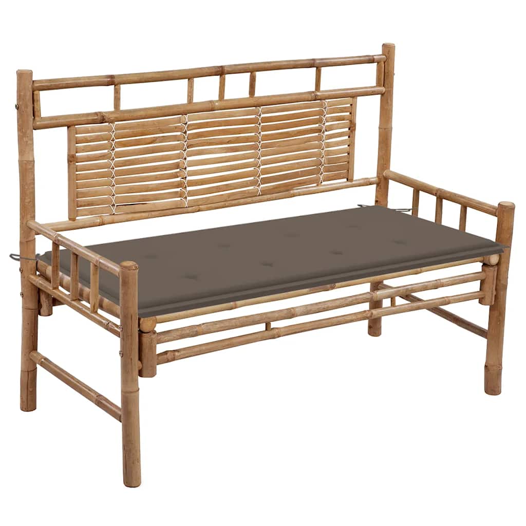 vidaXL Ławka ogrodowa z poduszką, 120 cm, bambusowa