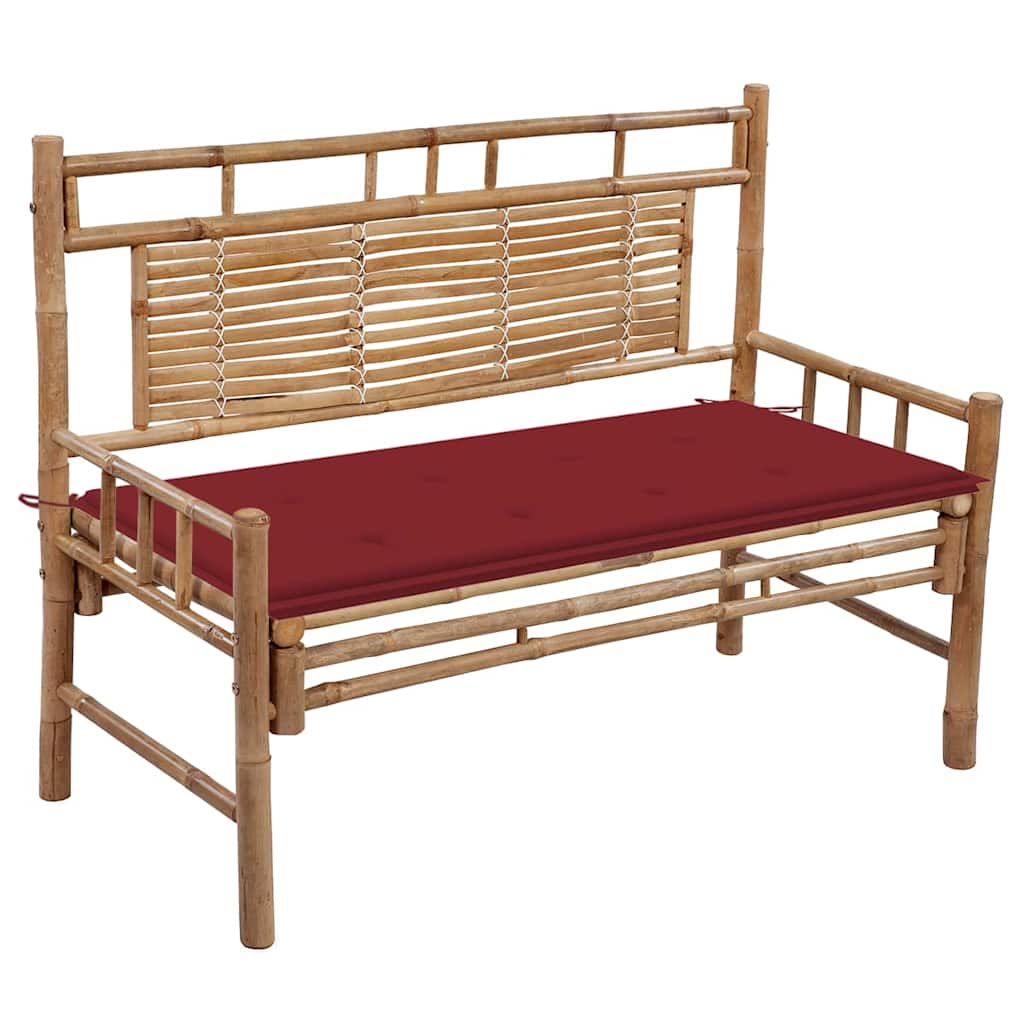 vidaXL Ławka ogrodowa z poduszką, 120 cm, bambusowa