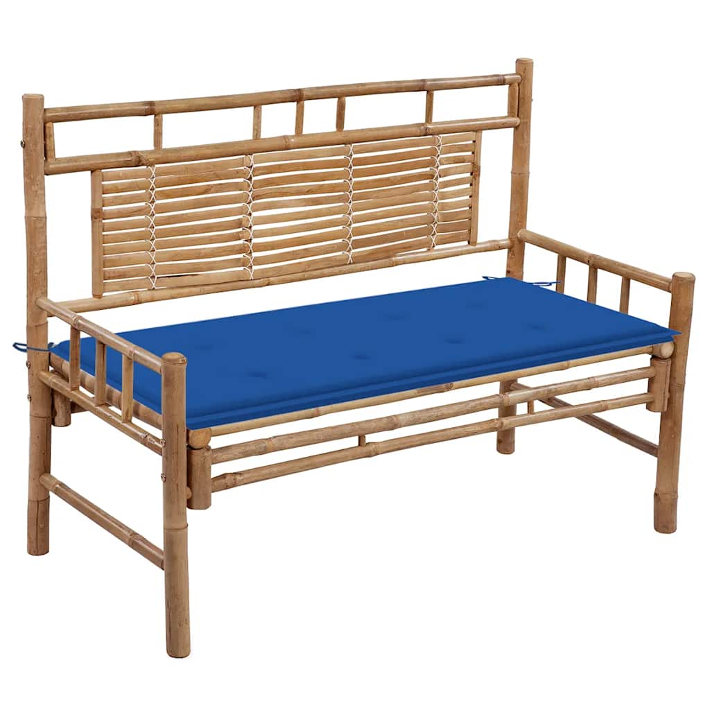 vidaXL Ławka ogrodowa z poduszką, 120 cm, bambusowa