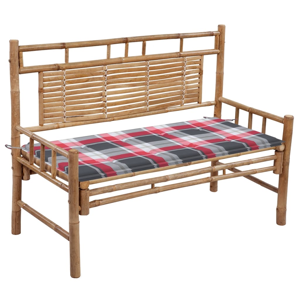 vidaXL Ławka ogrodowa z poduszką, 120 cm, bambusowa