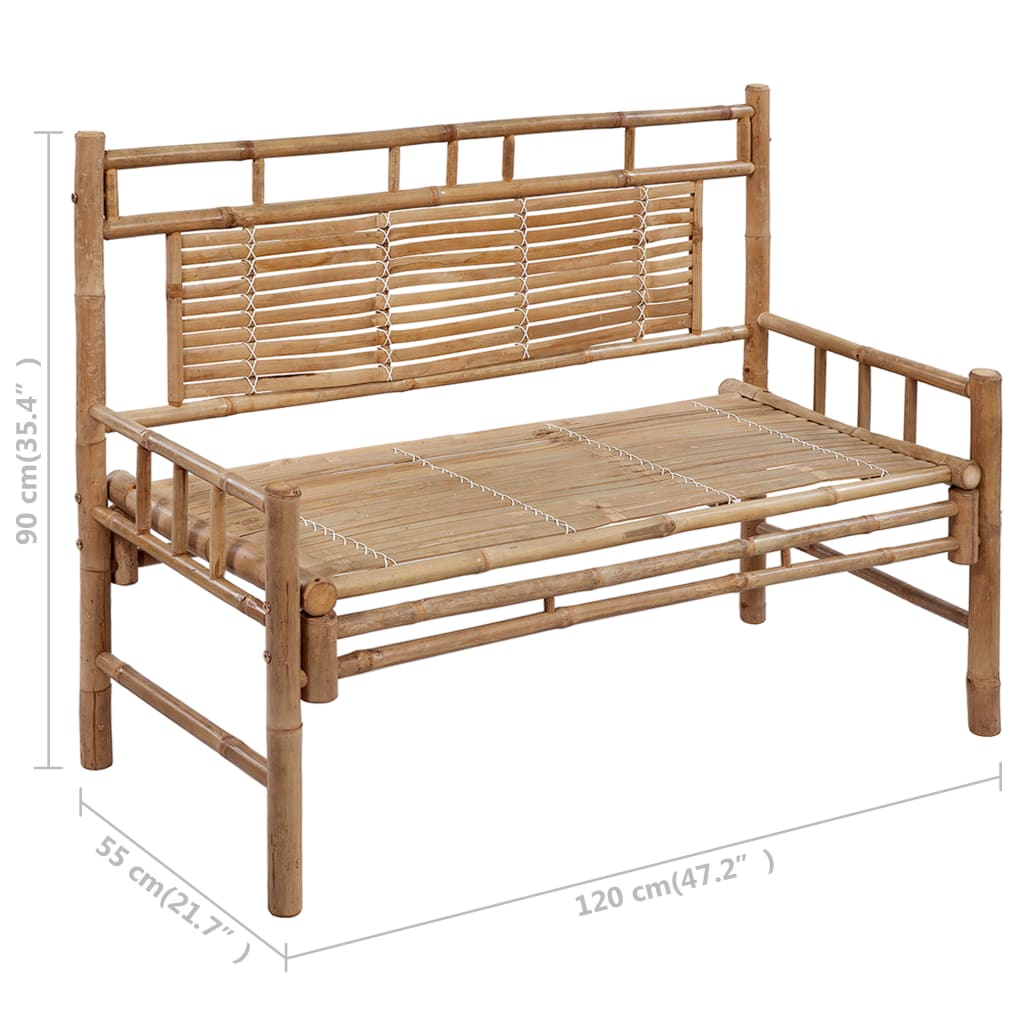 vidaXL Ławka ogrodowa z poduszką, 120 cm, bambusowa