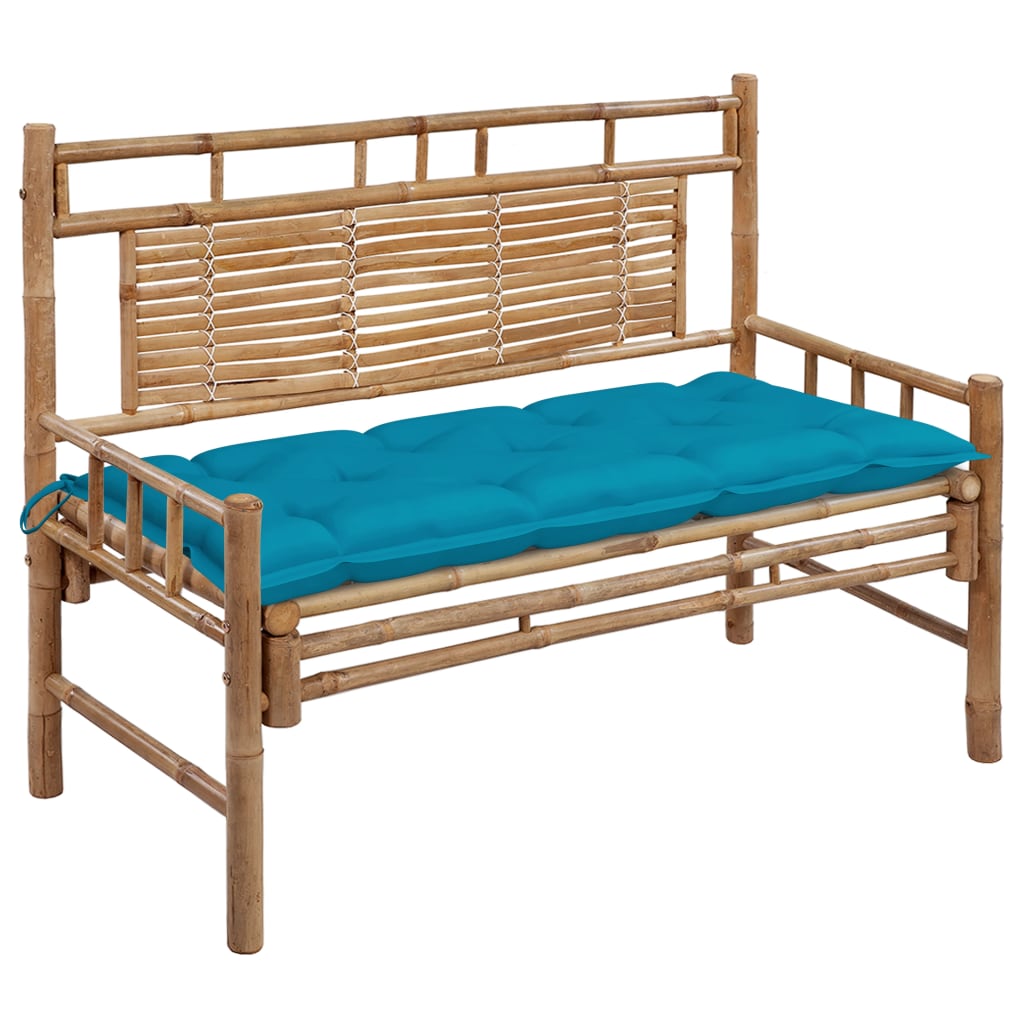 vidaXL Ławka ogrodowa z poduszką, 120 cm, bambusowa