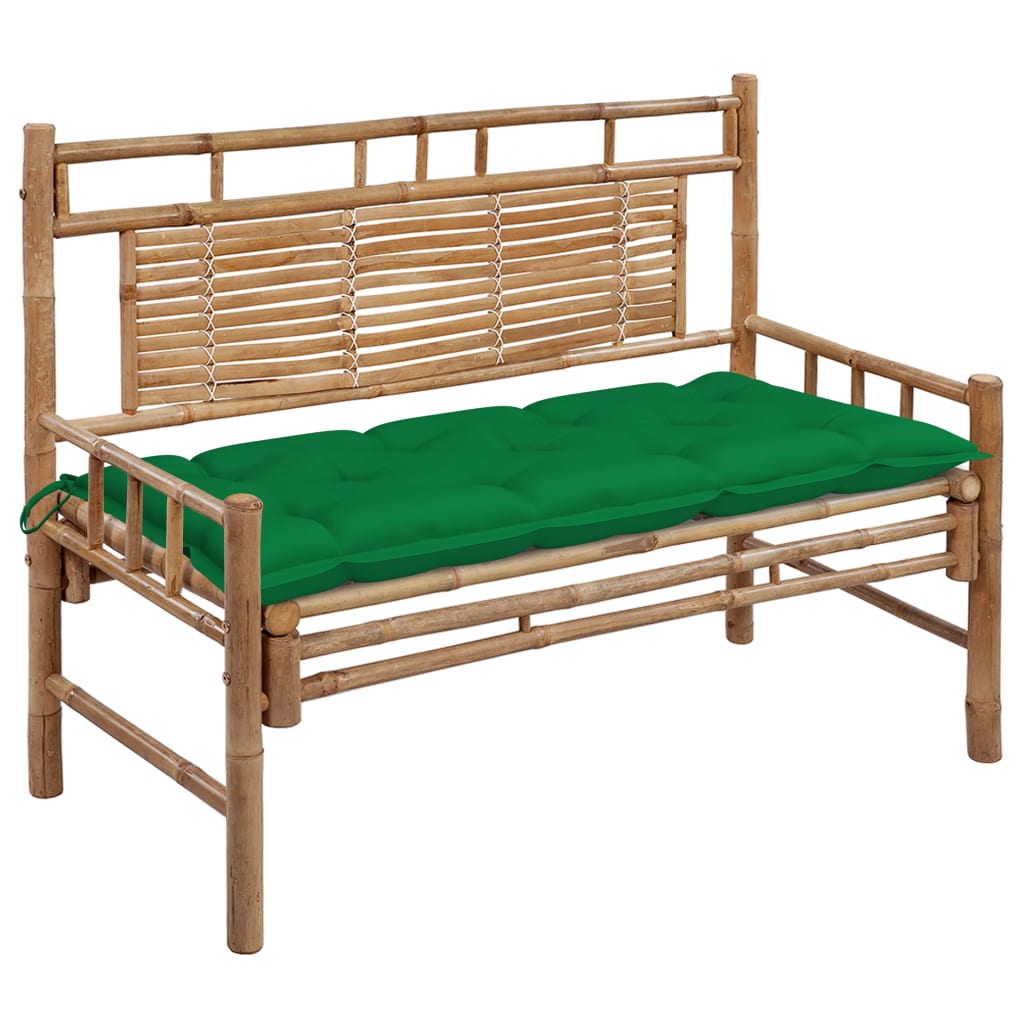 vidaXL Ławka ogrodowa z poduszką, 120 cm, bambusowa
