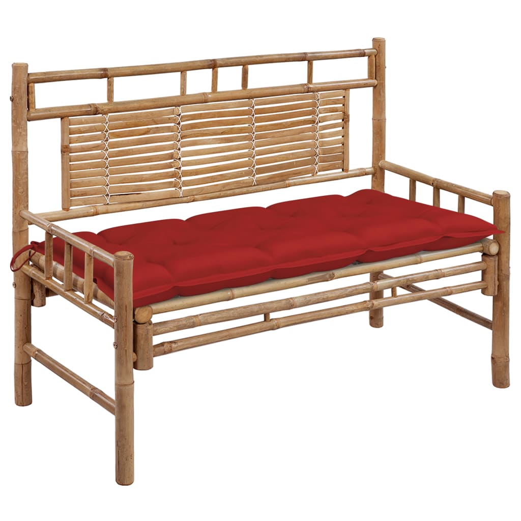 vidaXL Ławka ogrodowa z poduszką, 120 cm, bambusowa