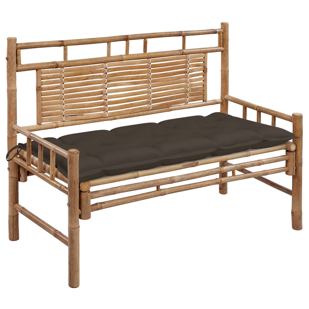 vidaXL Ławka ogrodowa z poduszką, 120 cm, bambusowa