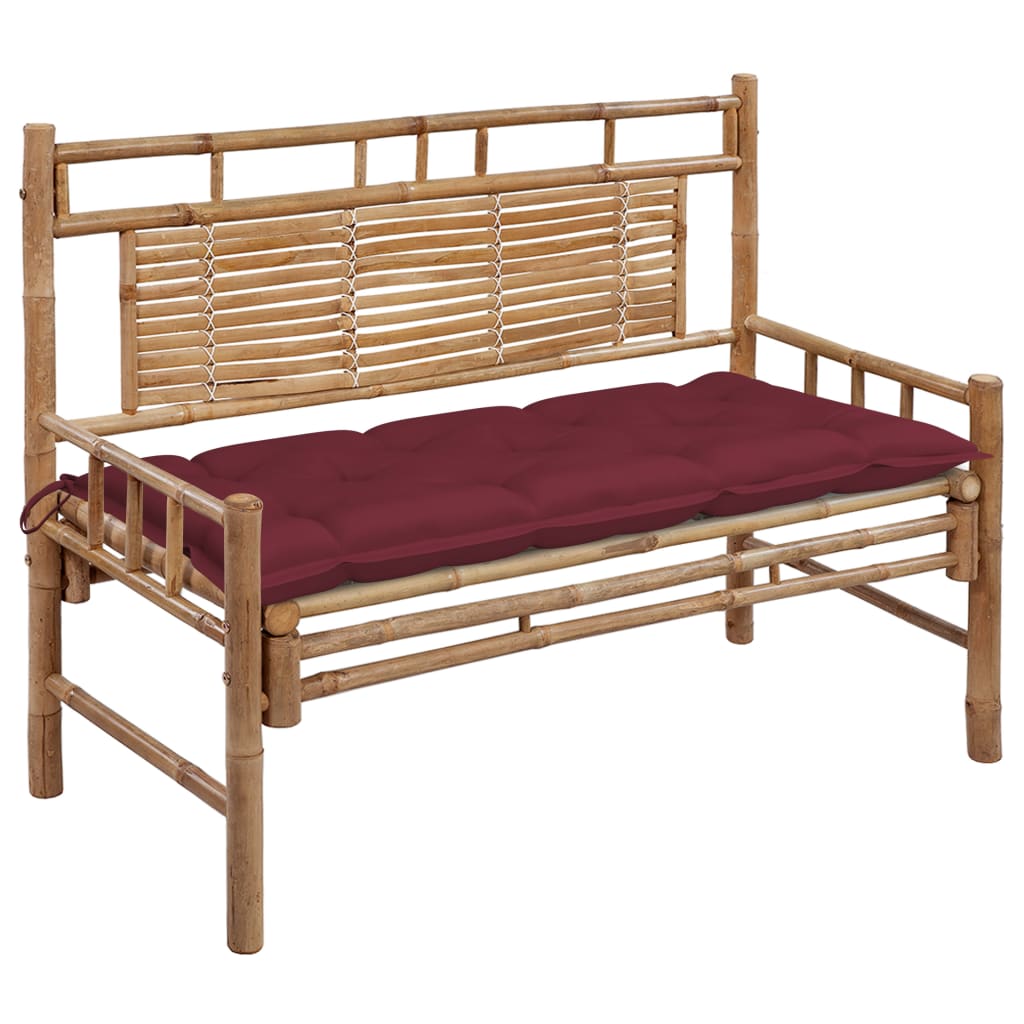 vidaXL Ławka ogrodowa z poduszką, 120 cm, bambusowa