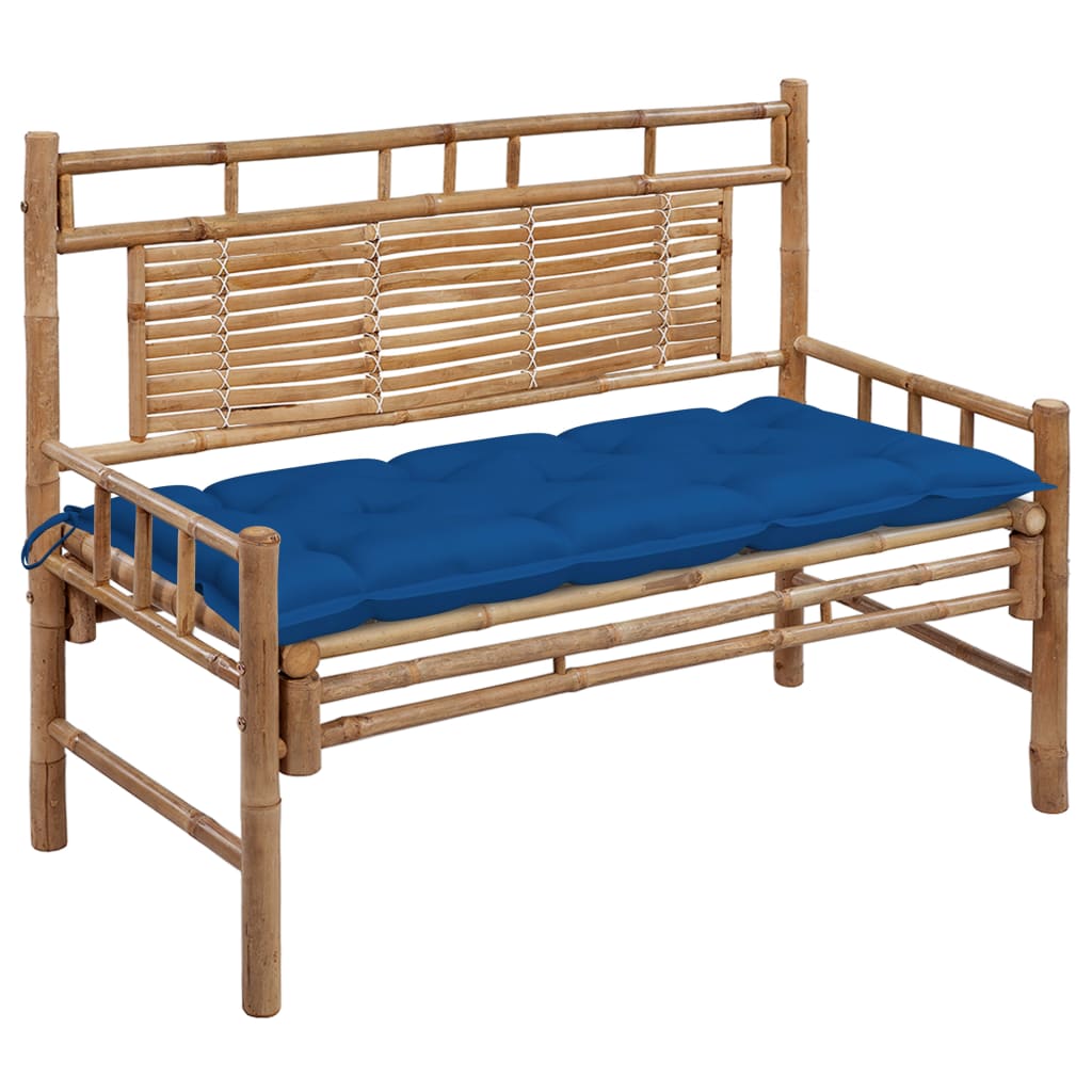 vidaXL Ławka ogrodowa z poduszką, 120 cm, bambusowa