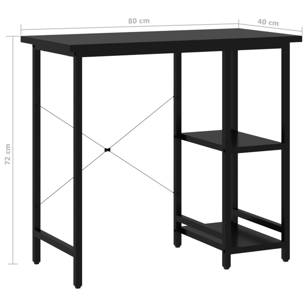 vidaXL Biurko komputerowe, czarne, 80x40x72 cm, MDF i metal