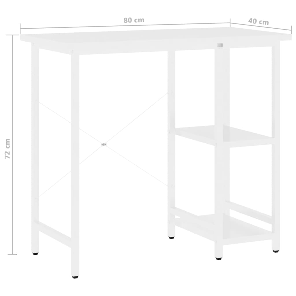 vidaXL Biurko komputerowe, białe, 80x40x72 cm, MDF i metal