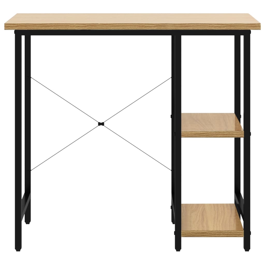 vidaXL Biurko komputerowe, czerń i jasny dąb, 80x40x72 cm, MDF i metal