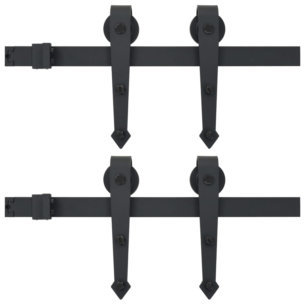 vidaXL System do montażu drzwi przesuwnych, 2szt., 200cm, stal, czarny