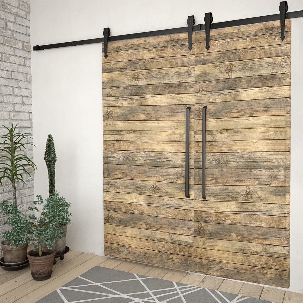 vidaXL System do montażu drzwi przesuwnych, 2szt., 200cm, stal, czarny