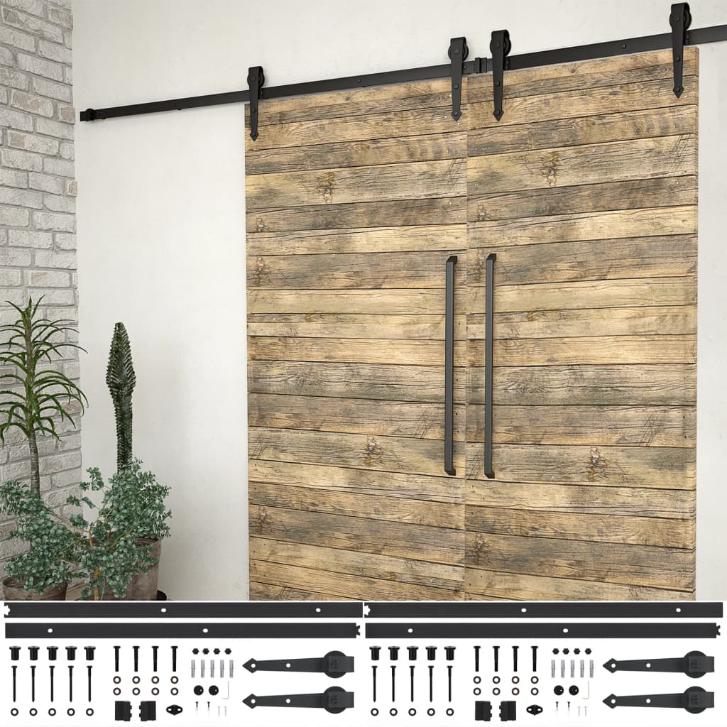 vidaXL System do montażu drzwi przesuwnych, 2szt., 200cm, stal, czarny
