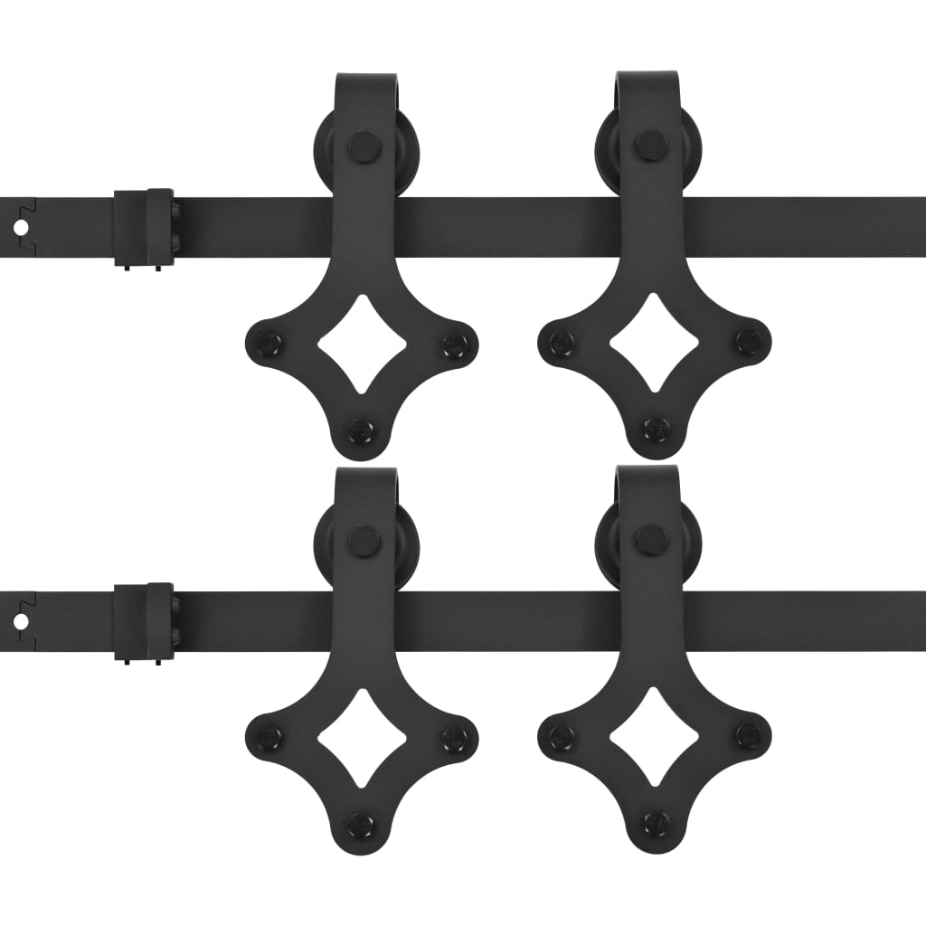 vidaXL System do montażu drzwi przesuwnych, 2szt., 183cm, stal, czarny
