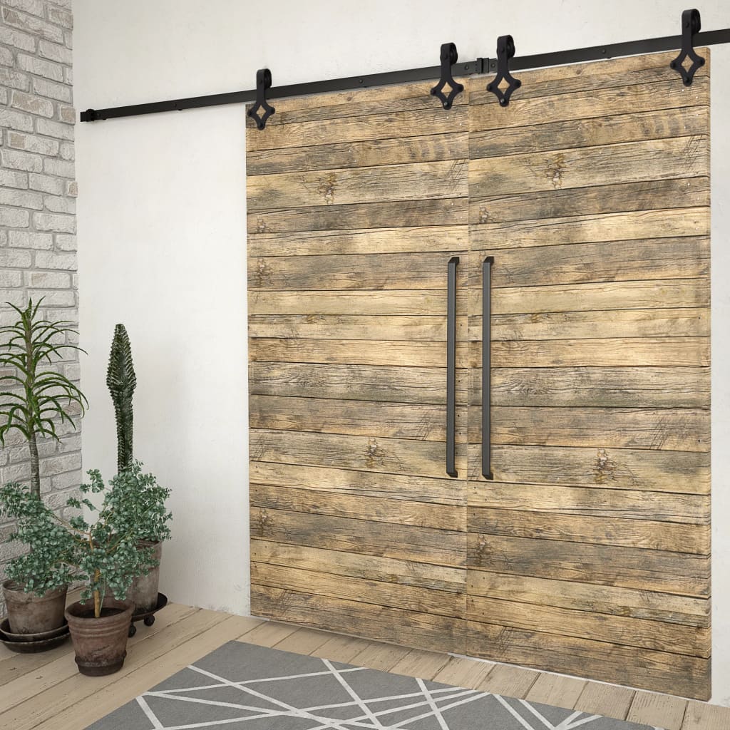 vidaXL System do montażu drzwi przesuwnych, 2szt., 200cm, stal, czarny