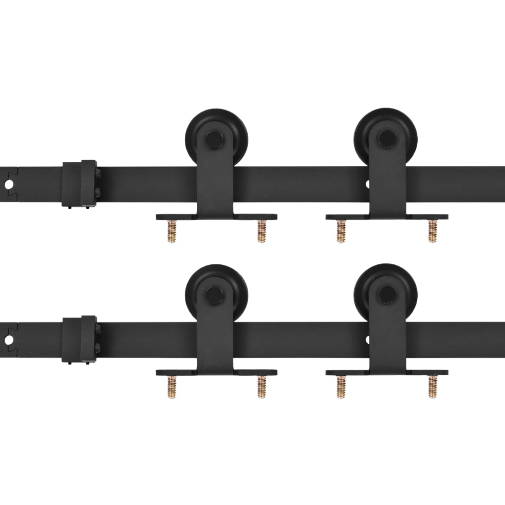 vidaXL System do montażu drzwi przesuwnych, 2szt., 183cm, stal, czarny