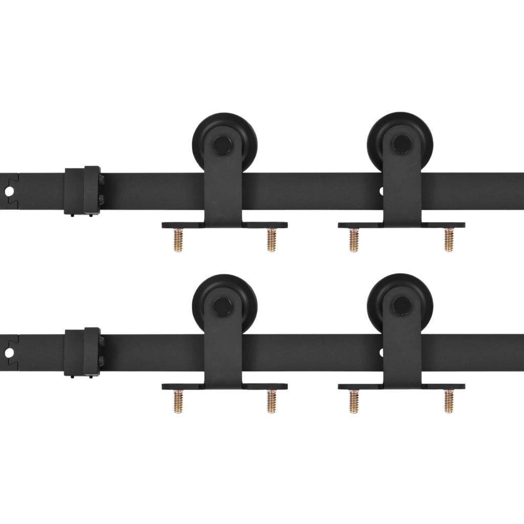 vidaXL System do montażu drzwi przesuwnych, 2szt., 200cm, stal, czarny