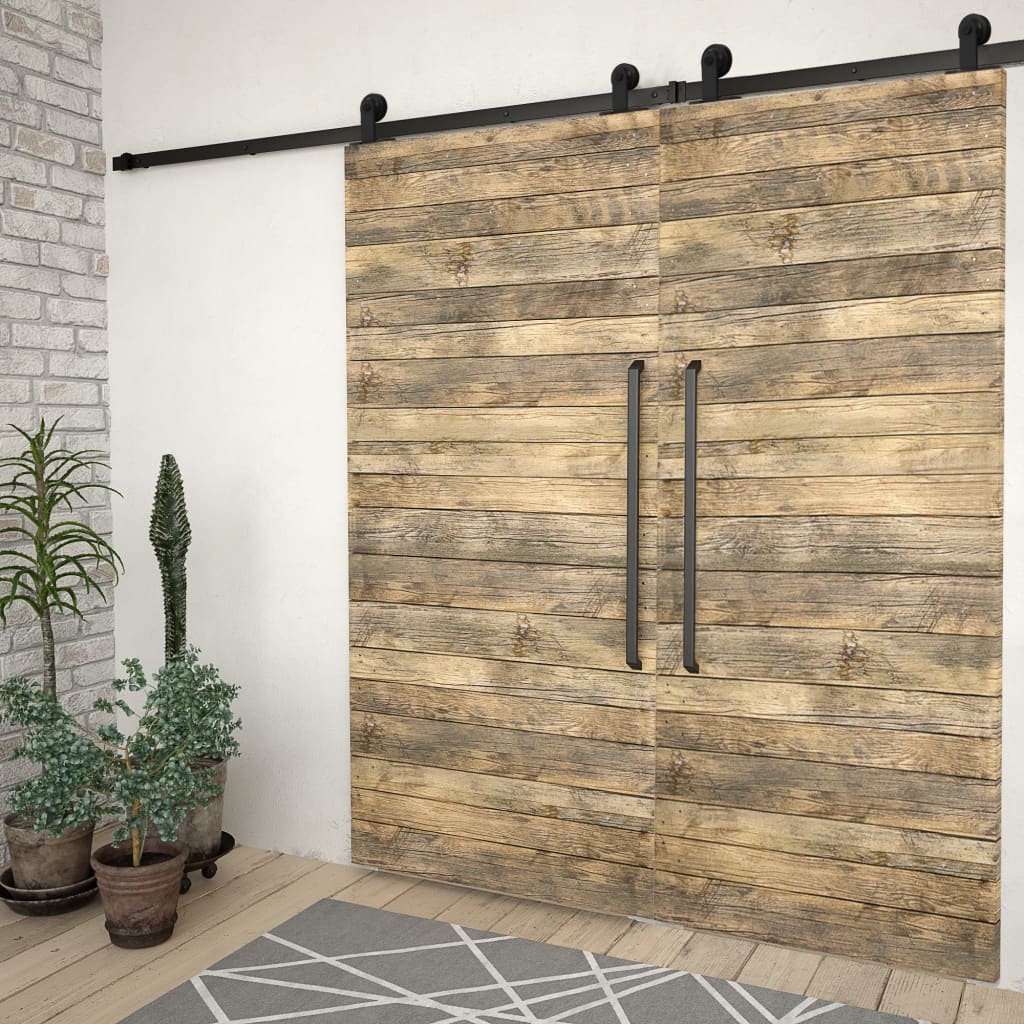 vidaXL System do montażu drzwi przesuwnych, 2szt., 200cm, stal, czarny