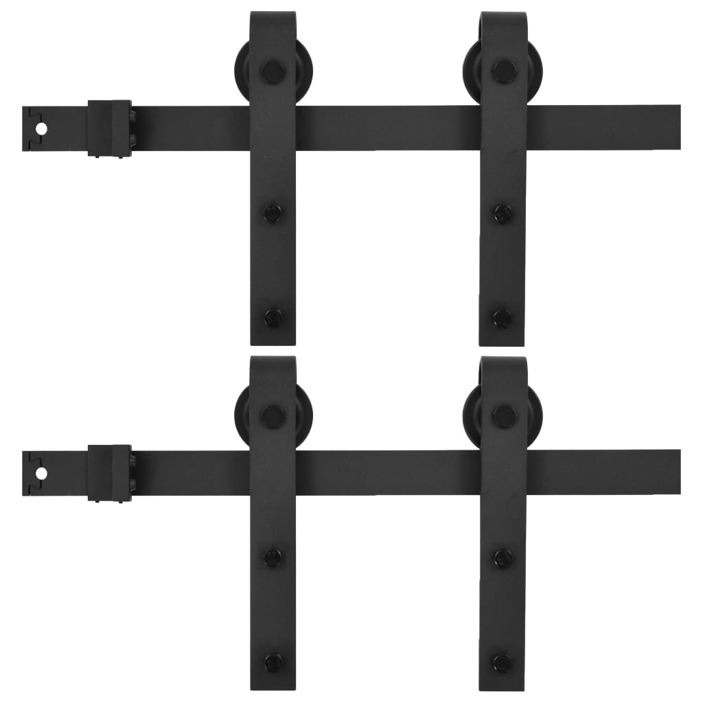 vidaXL System do montażu drzwi przesuwnych, 2szt., 183cm, stal, czarny