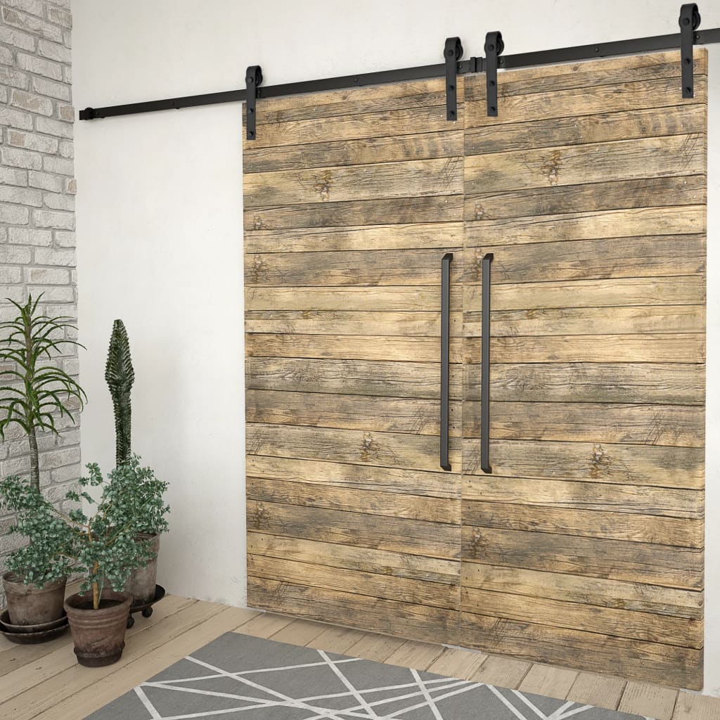 vidaXL System do montażu drzwi przesuwnych, 2szt., 183cm, stal, czarny