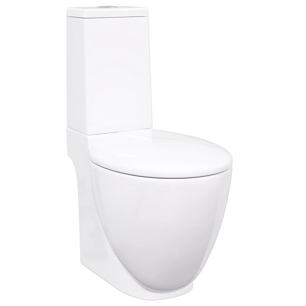 vidaXL Ceramiczna toaleta ze spłuczką, okrągła, odpływ pionowy, biała