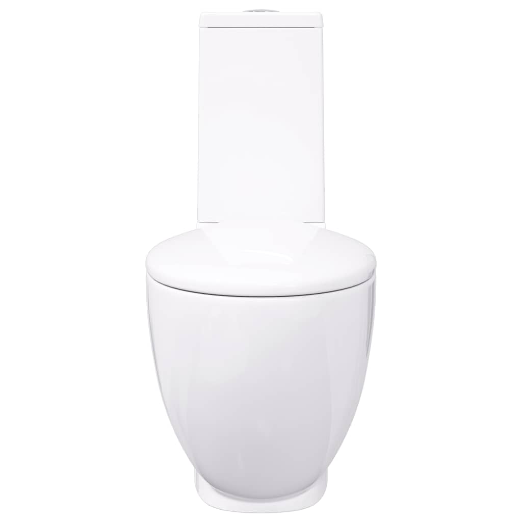 vidaXL Ceramiczna toaleta ze spłuczką, okrągła, odpływ pionowy, biała