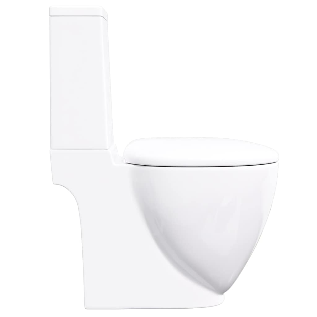 vidaXL Ceramiczna toaleta ze spłuczką, okrągła, odpływ pionowy, biała