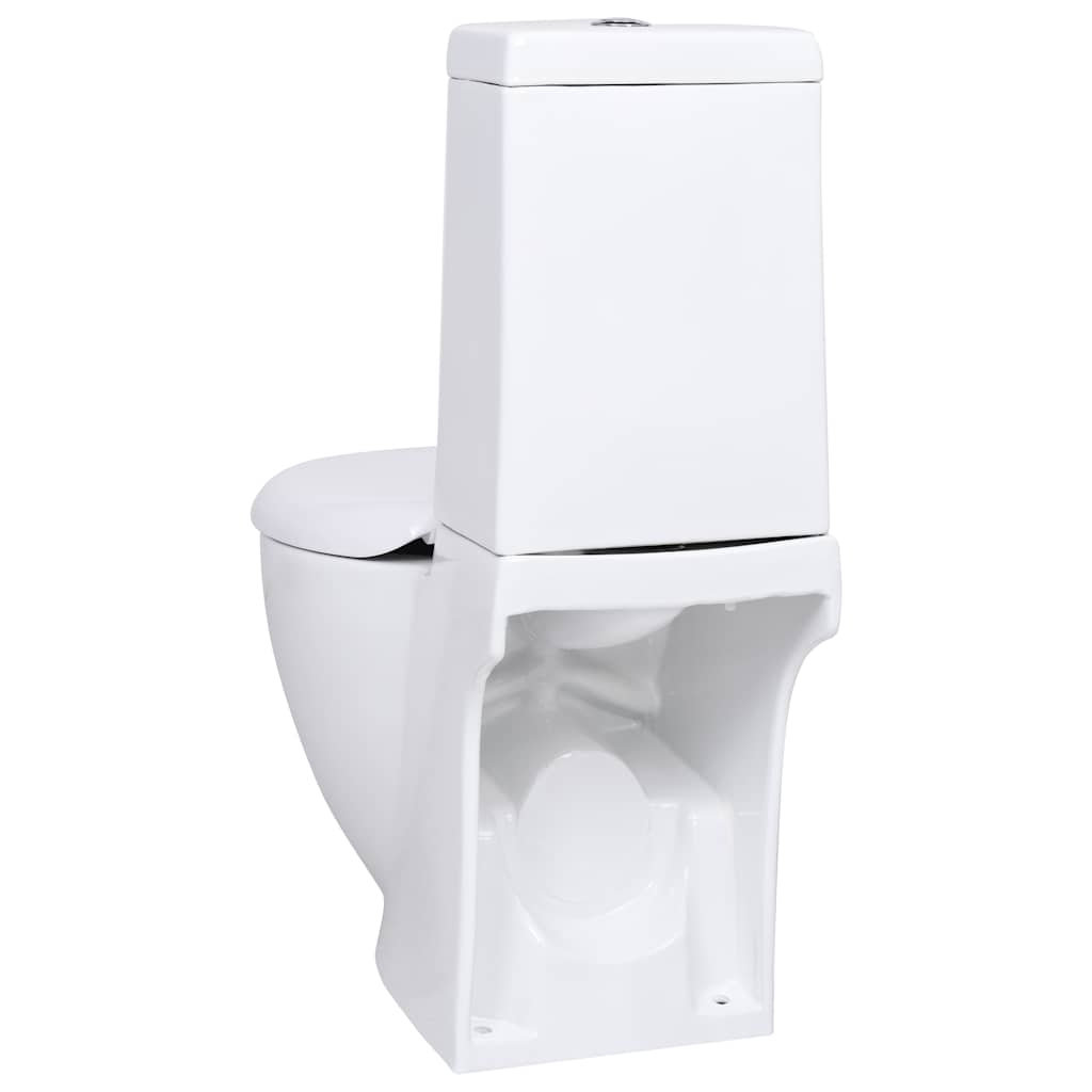 vidaXL Ceramiczna toaleta ze spłuczką, okrągła, odpływ pionowy, biała