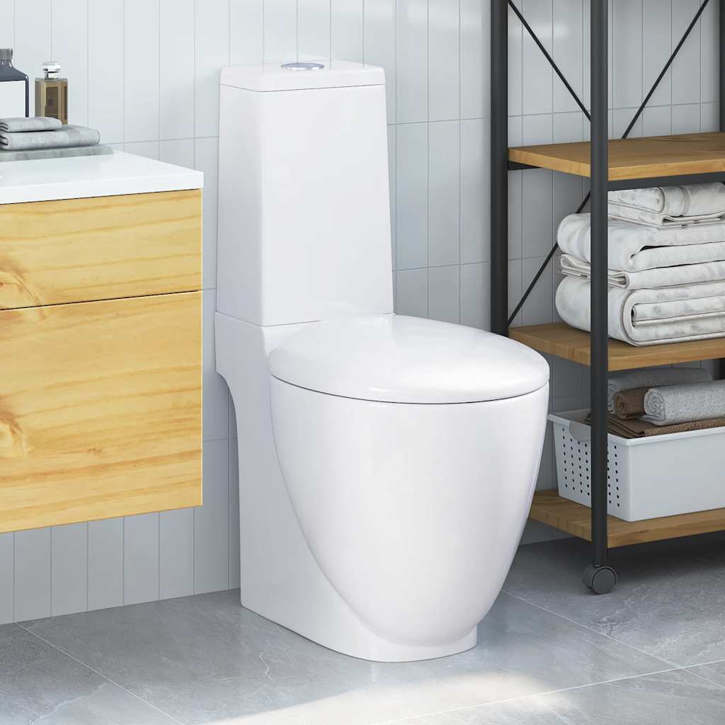 vidaXL Ceramiczna toaleta ze spłuczką, okrągła, odpływ pionowy, biała