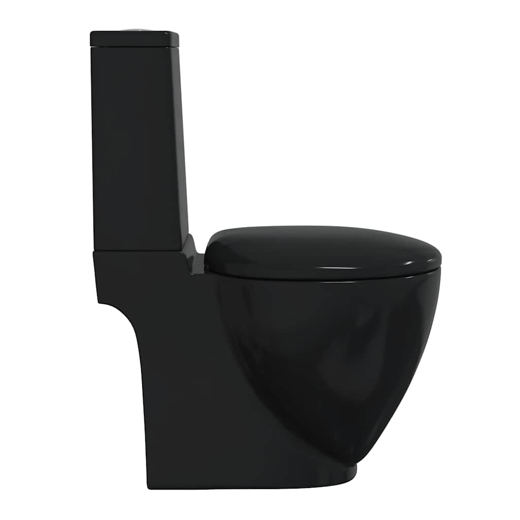 vidaXL Ceramiczna toaleta ze spłuczką, okrągła, odpływ pionowy, czarna