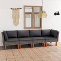 vidaXL 4-osobowa sofa ogrodowa z poduszkami, polirattan, szara