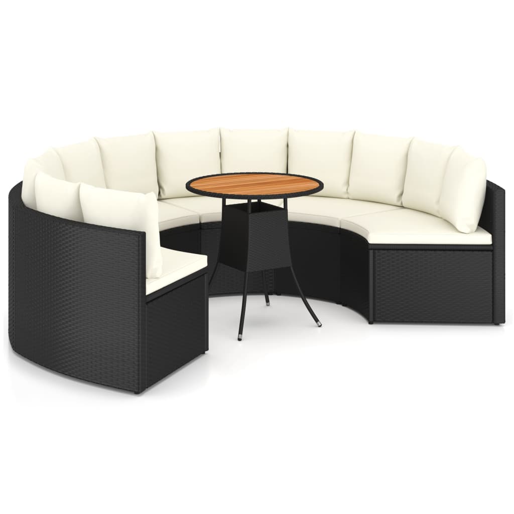 vidaXL 7-częściowa sofa ogrodowa z poduszkami, rattan PE, czarna