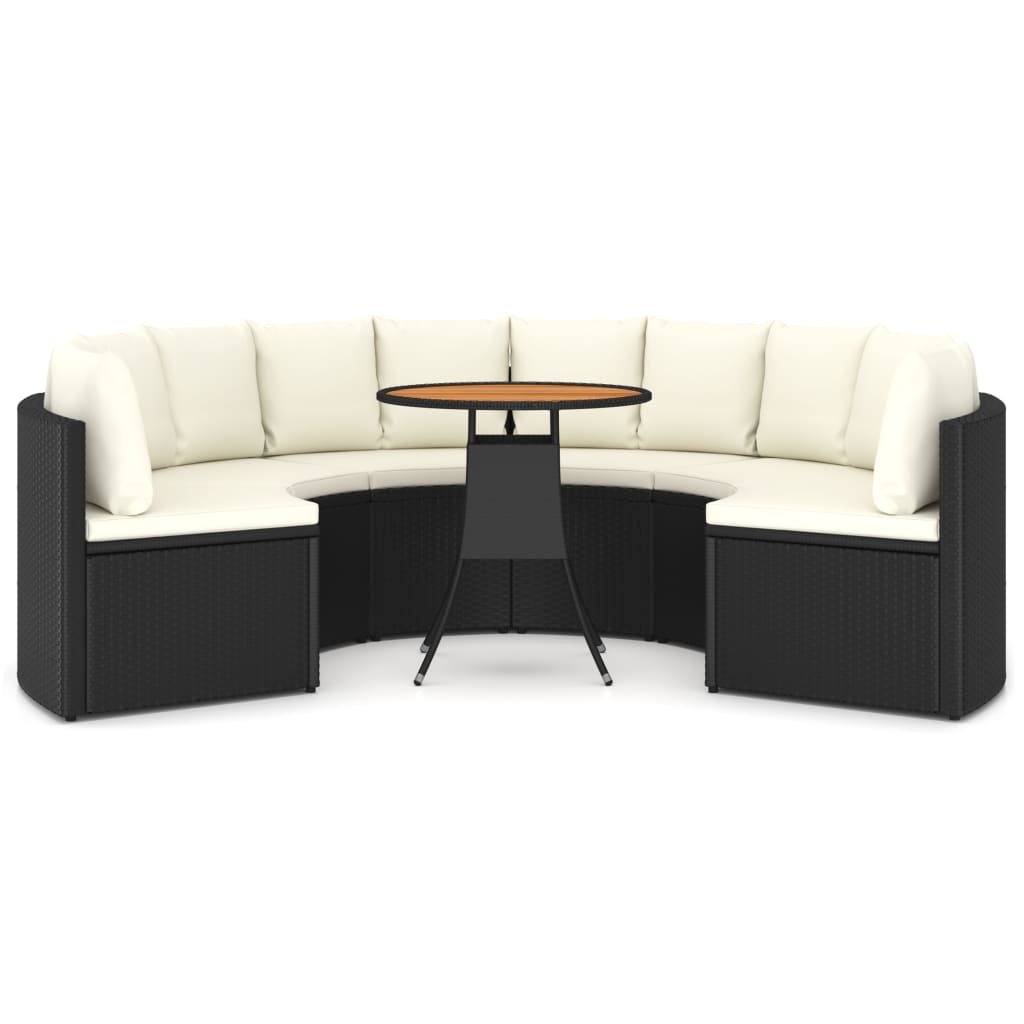 vidaXL 7-częściowa sofa ogrodowa z poduszkami, rattan PE, czarna