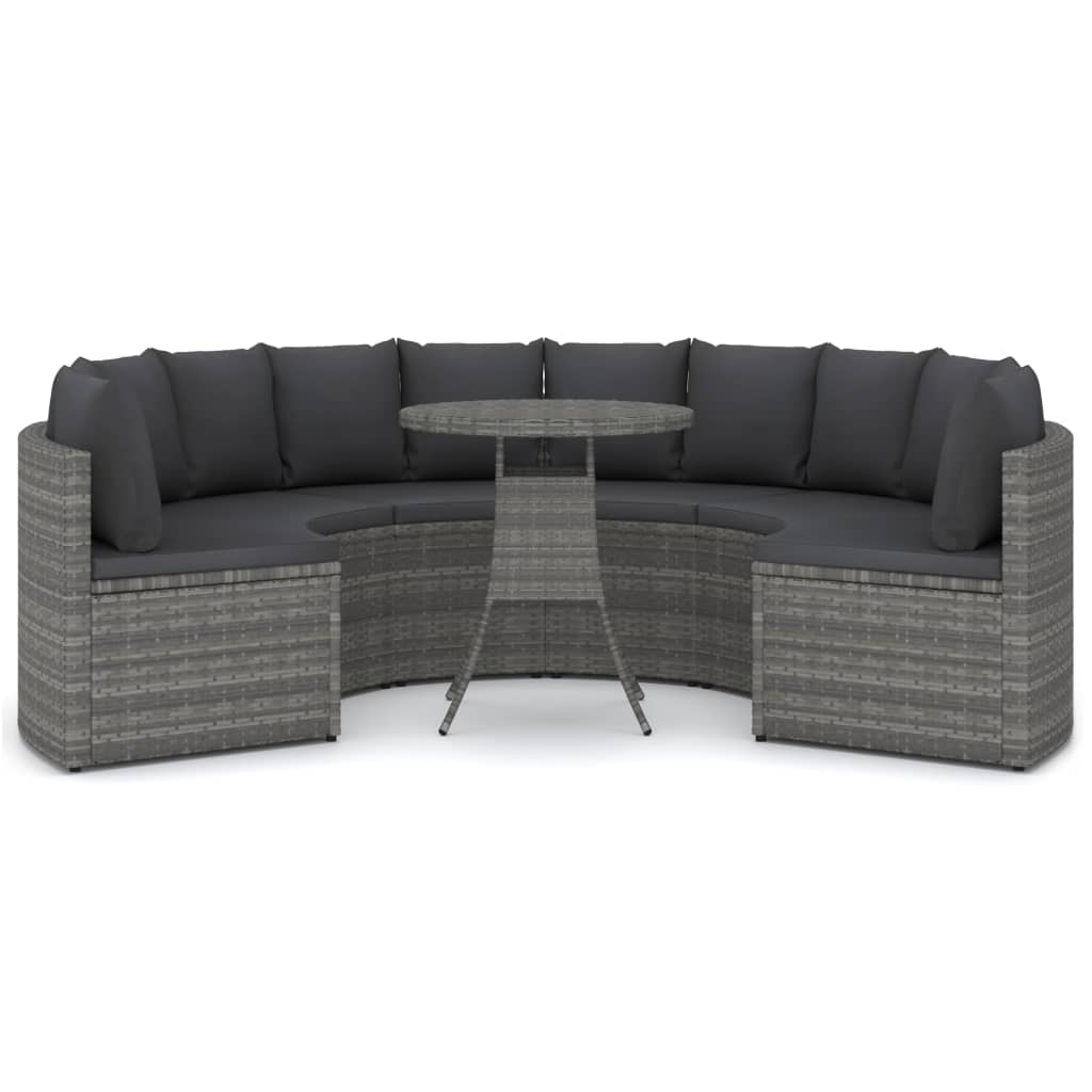 vidaXL 7-częściowa sofa do ogrodu, z poduszkami, polirattan, szara
