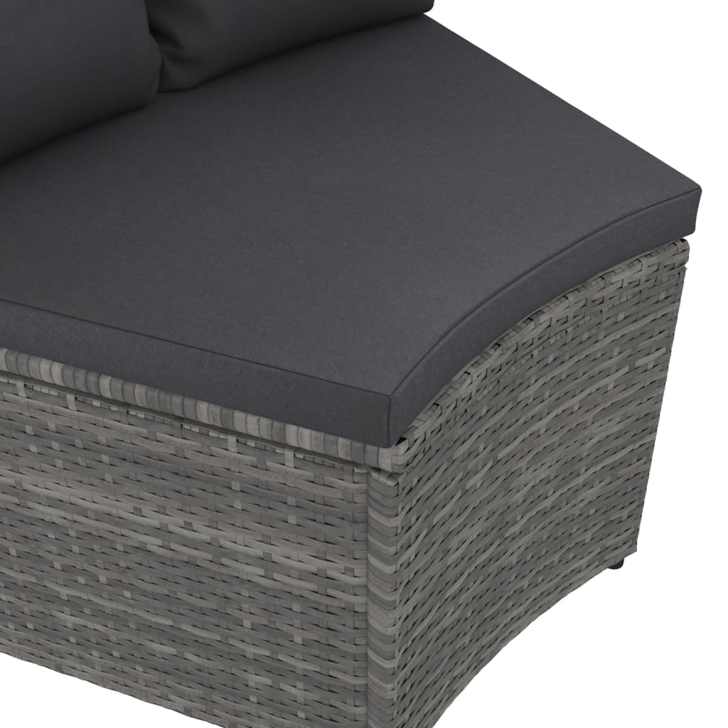vidaXL 7-częściowa sofa do ogrodu, z poduszkami, polirattan, szara