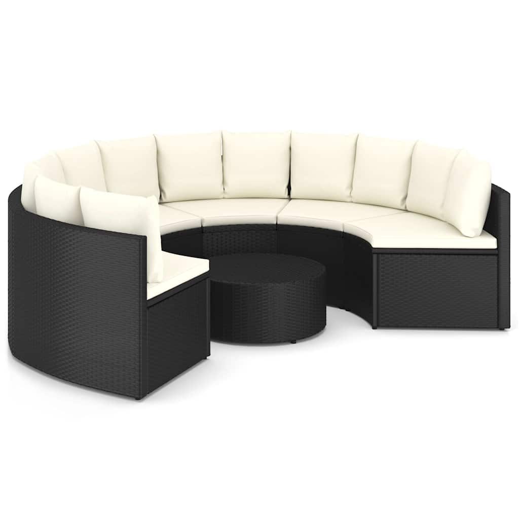 vidaXL 7-częściowa sofa ogrodowa z poduszkami, rattan PE, czarna