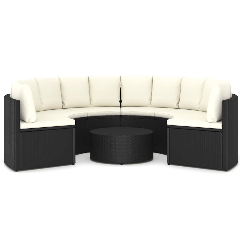 vidaXL 7-częściowa sofa ogrodowa z poduszkami, rattan PE, czarna