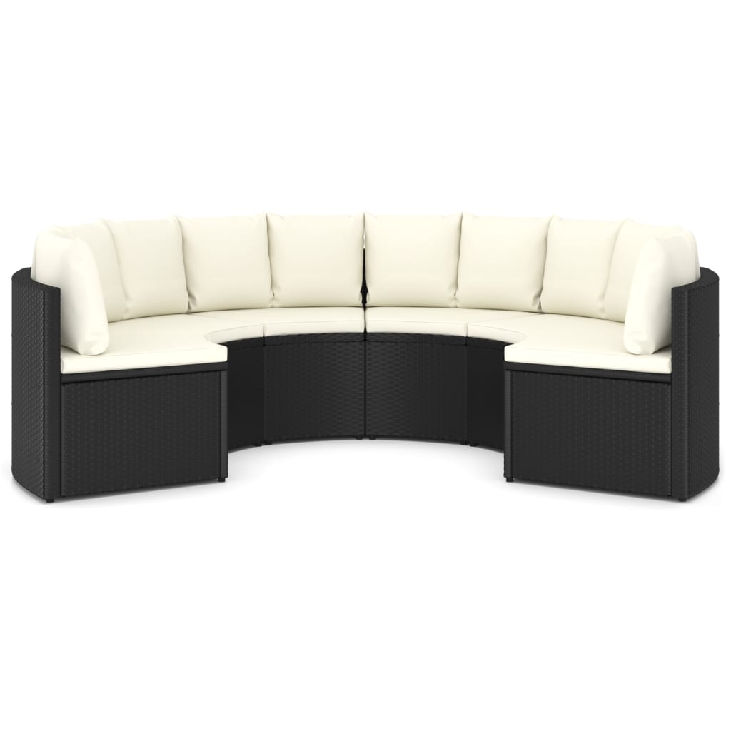vidaXL 6-częściowa sofa ogrodowa z poduszkami, rattan PE, czarna