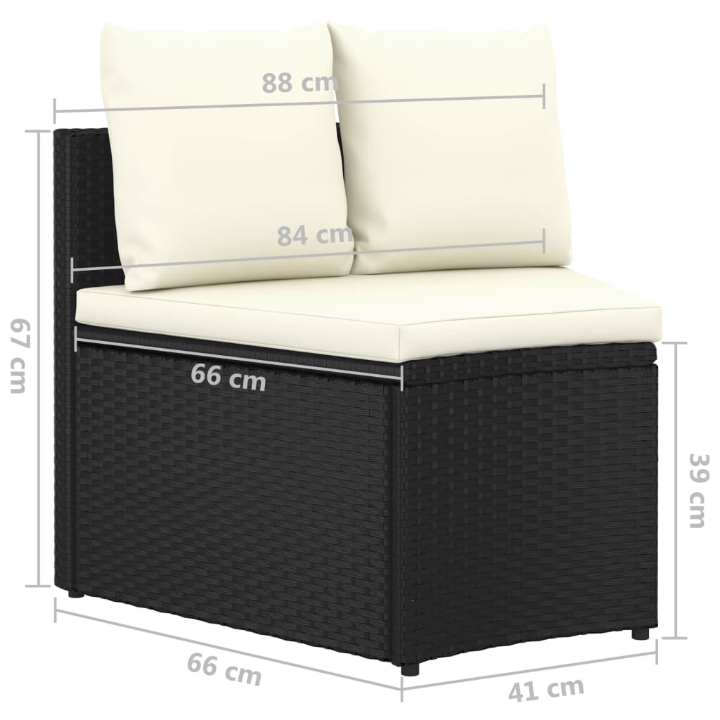 vidaXL 6-częściowa sofa ogrodowa z poduszkami, rattan PE, czarna