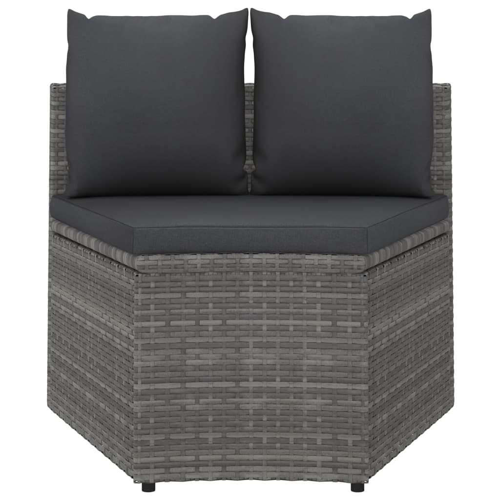 vidaXL 6-częściowa sofa do ogrodu, z poduszkami, polirattan, szara
