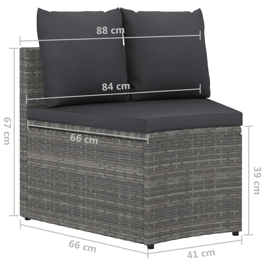 vidaXL 6-częściowa sofa do ogrodu, z poduszkami, polirattan, szara