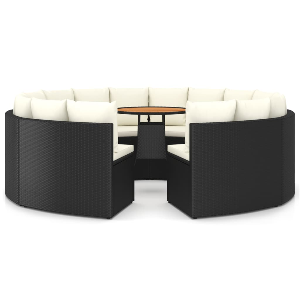 vidaXL 9-częściowa sofa ogrodowa z poduszkami, rattan PE, czarna