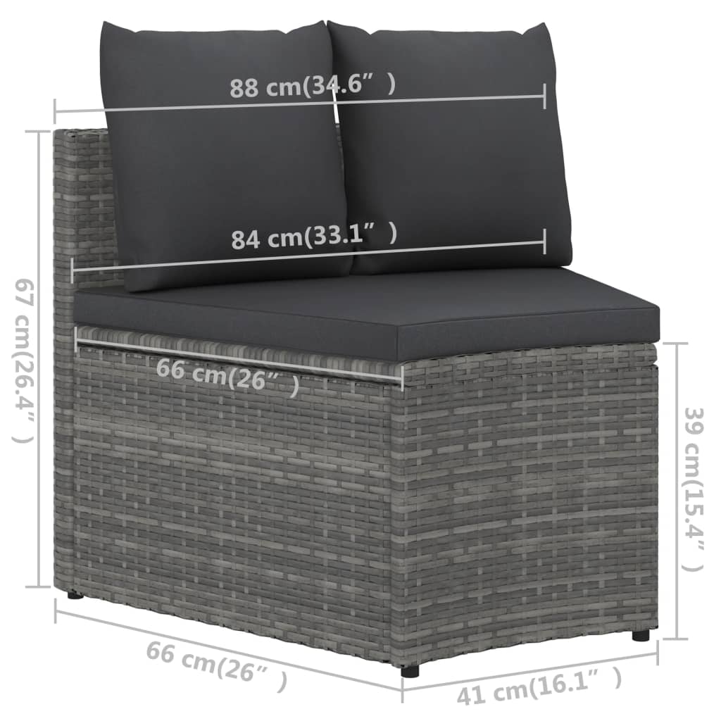 vidaXL 9-częściowa sofa do ogrodu, z poduszkami, polirattan, szara