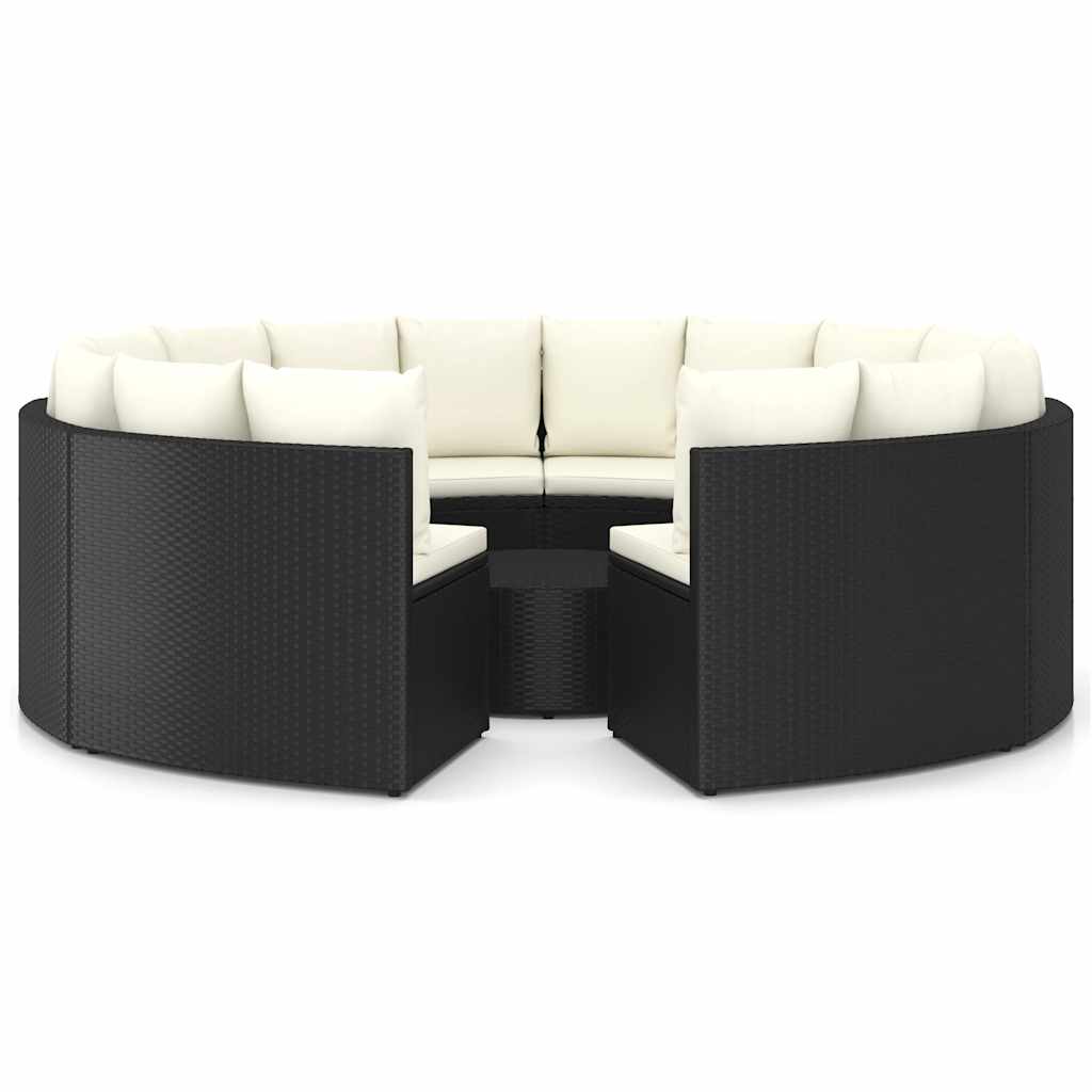 vidaXL 9-częściowa sofa ogrodowa z poduszkami, rattan PE, czarna