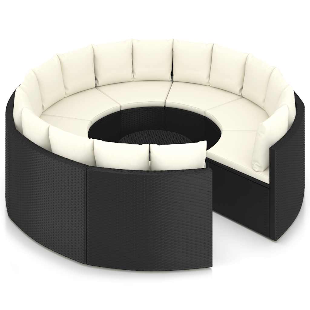 vidaXL 9-częściowa sofa ogrodowa z poduszkami, rattan PE, czarna