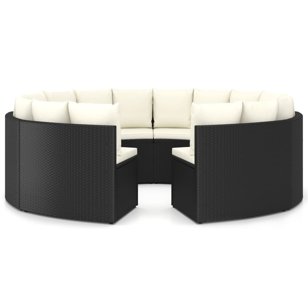 vidaXL 8-częściowa sofa ogrodowa z poduszkami, rattan PE, czarna