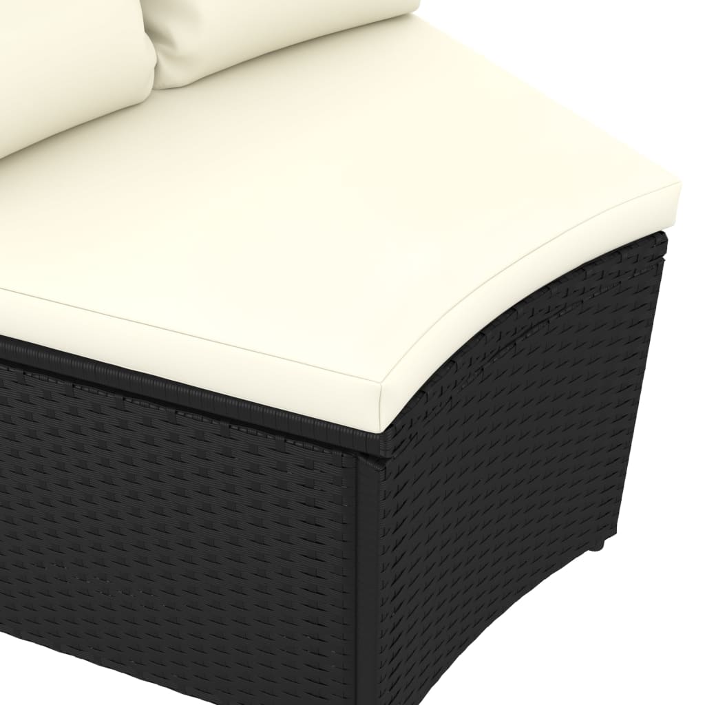 vidaXL 8-częściowa sofa ogrodowa z poduszkami, rattan PE, czarna