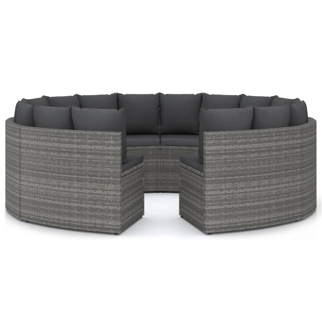 vidaXL 8-częściowa sofa do ogrodu, z poduszkami, polirattan, szara