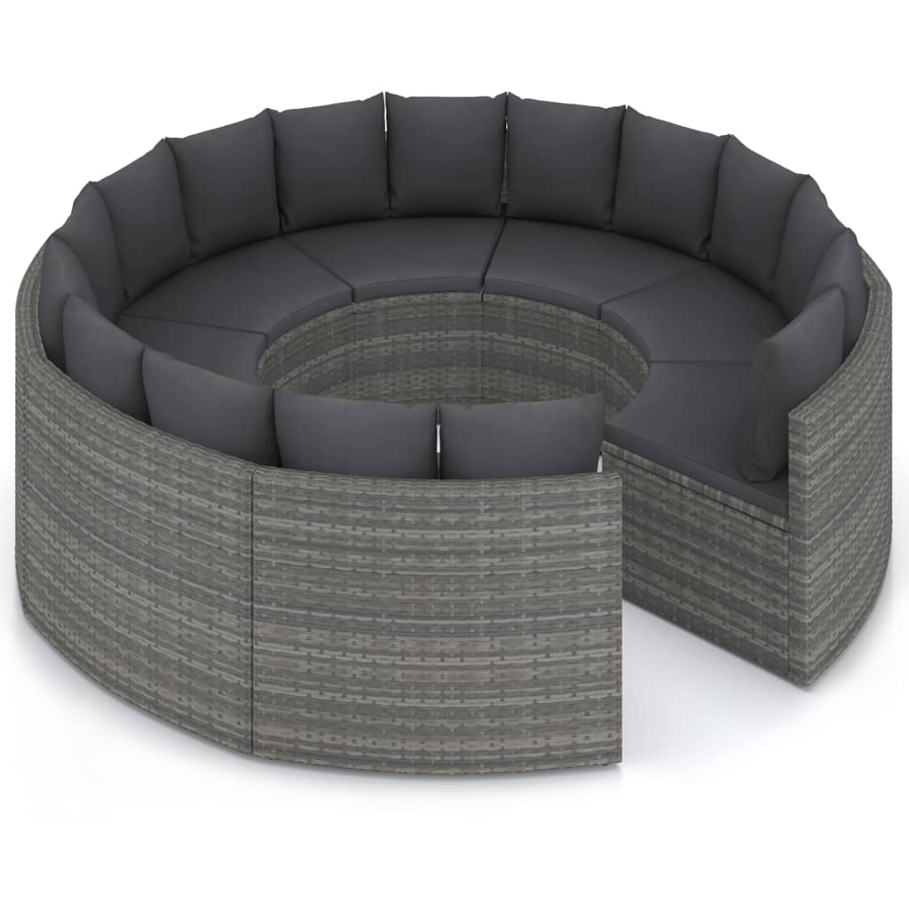 vidaXL 8-częściowa sofa do ogrodu, z poduszkami, polirattan, szara