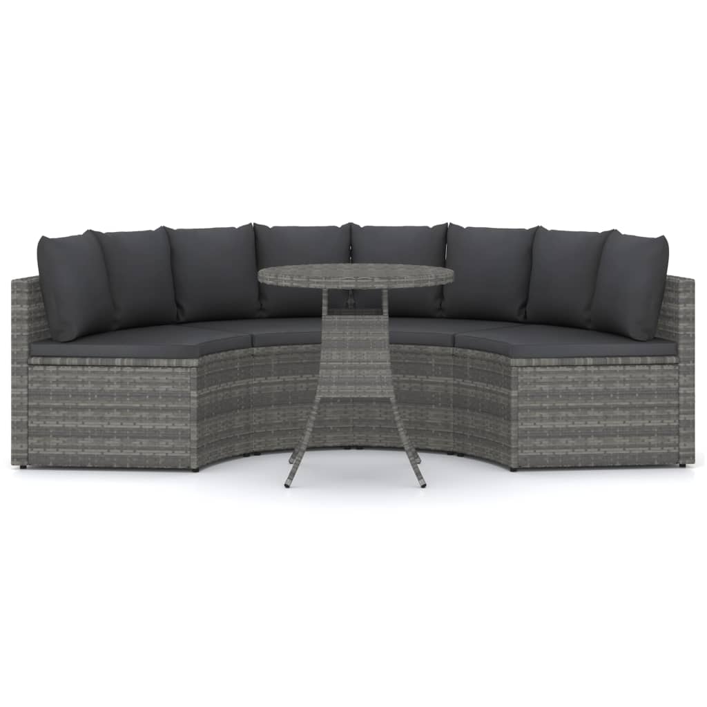 vidaXL 5-częściowa sofa do ogrodu, z poduszkami, polirattan, szara